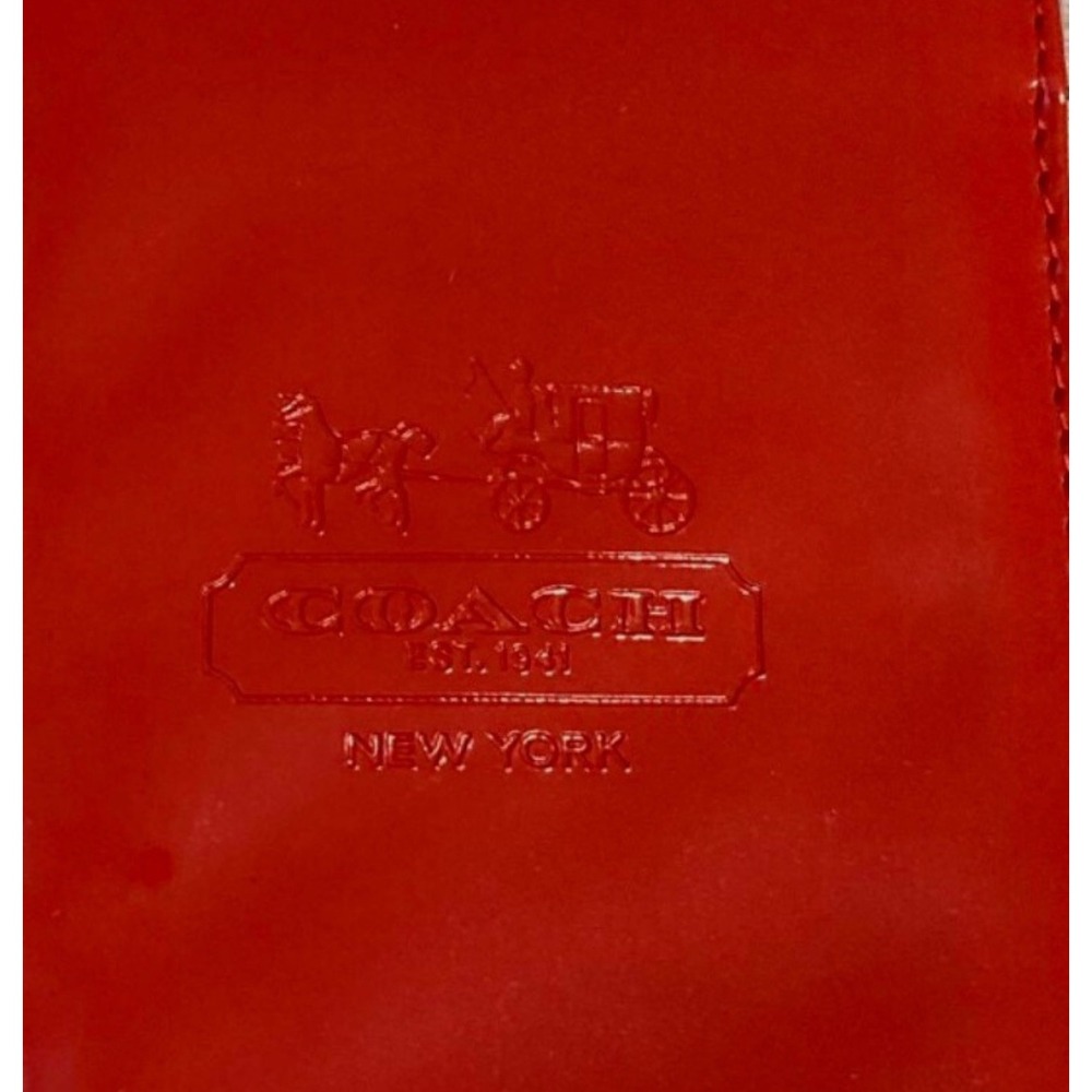 Coach Red Patent Horse and Carriage Notebook Cover Organizer Wallet with Notepad - Picture 3 of 9